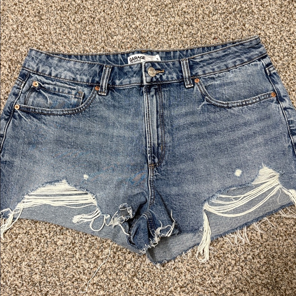 Garage Festival Distressed Denim Shorts